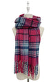 Silver Glitter Check Tassel Scarf