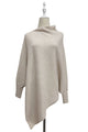 Plain Cuffed Diagonal Drape Wool Poncho