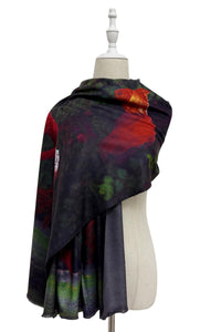 Ethereal Woman Print Wool Frayed Scarf
