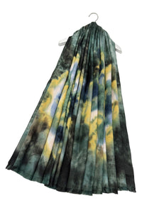 Colourful Tie Dye Wool Frayed Scarf