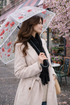 Poppy Print Clear Umbrella (Long)