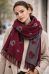 Love Heart Print Reversible Tassel Scarf