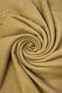 Pearl and Diamante Plain Wool Frayed Scarf