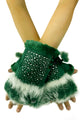 Diamante Real Fur Fingerless Mittens