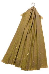 Pearl and Diamante Plain Wool Frayed Scarf