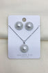 Elegant Pearl Stud Earring & Necklace Set - Silver