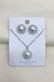 Elegant Pearl Stud Earring & Necklace Set - Silver