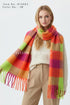 Multi Check Print Wool Tassel Scarf