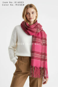 Large Tartan Check Wool Cosy Tassel Scarf