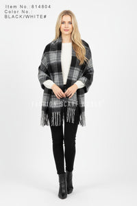 Large Tartan Check Wool Cosy Tassel Scarf