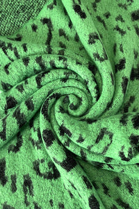 Leopard Print Metallic Thread Knitted Wool Scarf