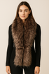Long Two Tone Faux Fur Collar - Brown