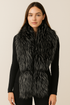 Long Two Tone Faux Fur Collar - Black