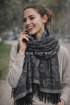 Cute Dog & Love Heart Reversible Print Tassel Scarf