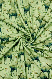Moose Animal Print Wool Frayed Scarf