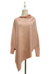 Plain Cuffed Diagonal Drape Wool Poncho