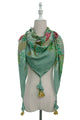 Enchanting Wildflower Print Square Tassel Scarf