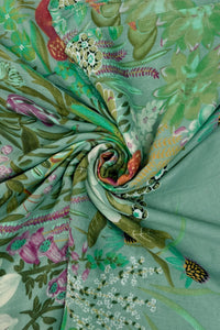 Enchanting Wildflower Print Square Tassel Scarf