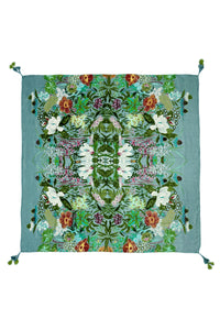 Enchanting Wildflower Print Square Tassel Scarf