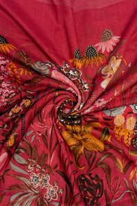 Enchanting Wildflower Print Square Tassel Scarf