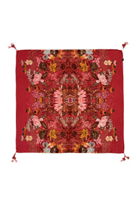 Enchanting Wildflower Print Square Tassel Scarf