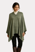 Versatile Plain Wool Poncho with Button Detailing