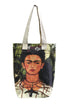 Frida-Inspired Self Portrait with Thorn Necklace Art Cotton Tote Bag