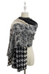 Houndstooth Check Wool Frayed Scarf