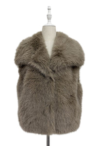 Oversized Lapel Faux Fur Gilet
