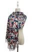 Cute Illustrated Floral Tassel Scarf