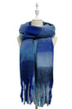 Multi Check Print Wool Tassel Scarf