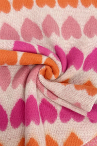 Love Heart Diagonal Edge Knitted Wool Scarf