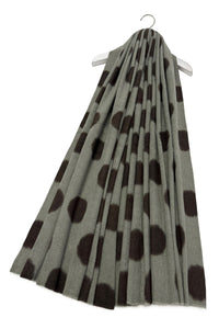 Bold Polka Dot Print Wool Frayed Scarf