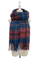 Silver Glitter Check Tassel Scarf