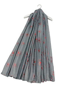 Red Poppy Foiled Print Scarf