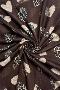 Leopard and Zebra Love Heart Print Frayed Scarf
