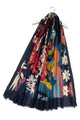 Bold Mixed Floral Print Frayed Scarf