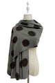 Bold Polka Dot Print Wool Frayed Scarf