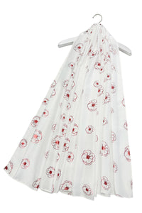 Red Poppy Foiled Print Scarf