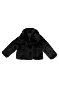Oversized Lapel Faux Fur Sleeved Jacket