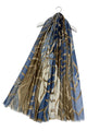 Layered Leaf Block Colour Print Frayed Scarf