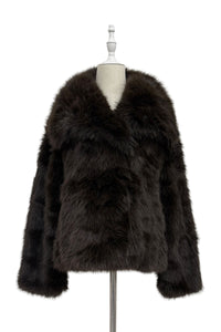 Oversized Lapel Faux Fur Sleeved Jacket