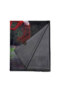 Ethereal Woman Print Wool Frayed Scarf