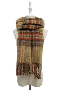 Woven Check Tassel Scarf