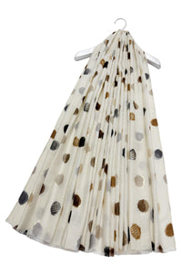 Foiled Polka Dot Frayed Scarf