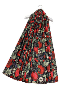 Safflower, Poppy & Berry Print Wool Frayed Scarf