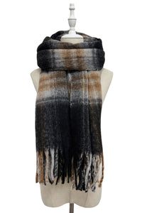 Woven Check Tassel Scarf