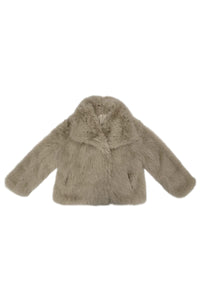 Oversized Lapel Faux Fur Sleeved Jacket
