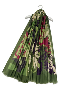 Bold Mixed Floral Print Frayed Scarf