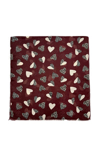 Leopard and Zebra Love Heart Print Frayed Scarf